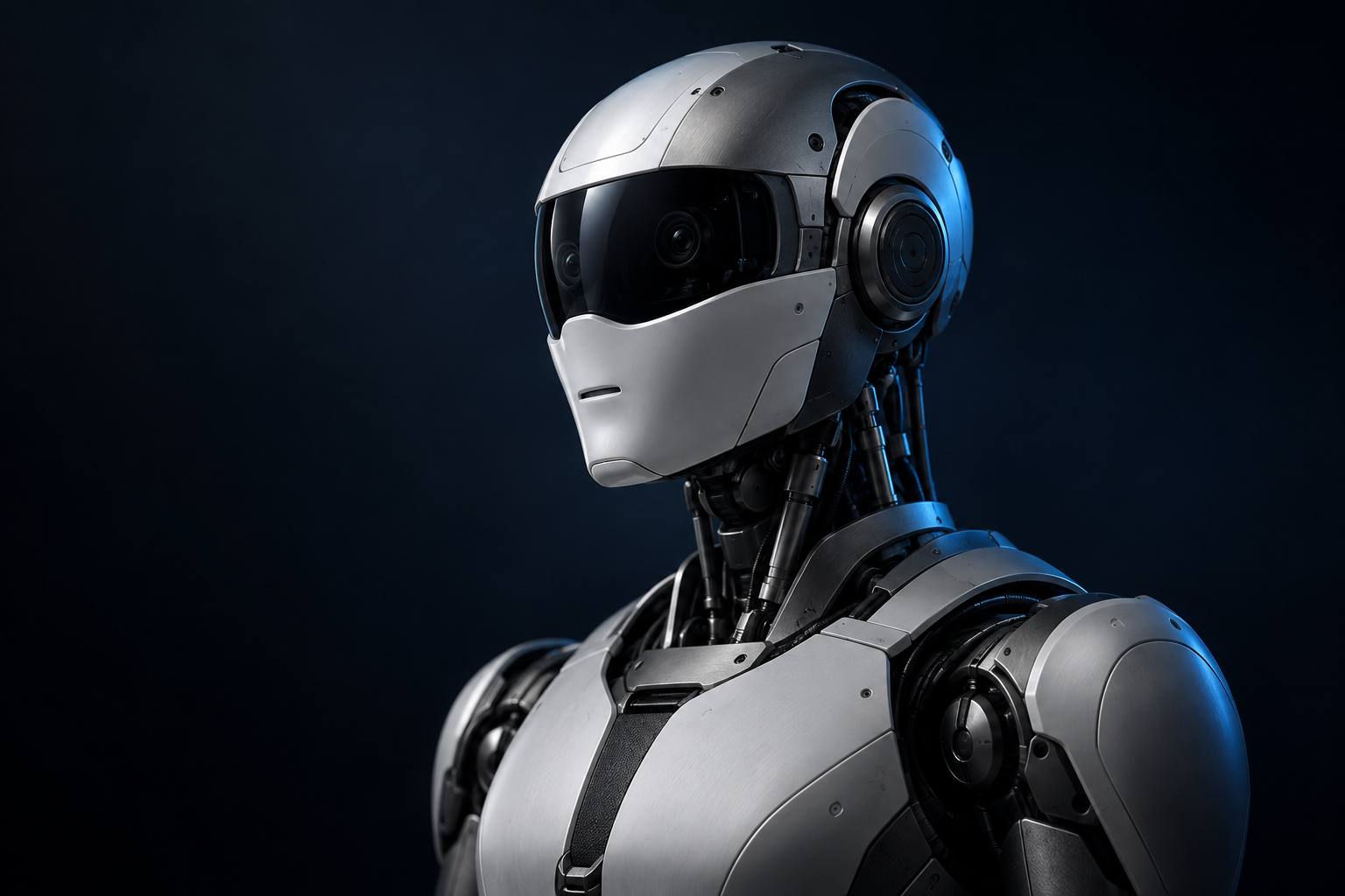 Concept illustration of a titanium humanoid robot
